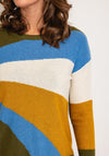 White Stuff Olive Abstract Stripe Jumper, Green