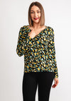 White Stuff Nelly Printed V Neck Top, Black Multi
