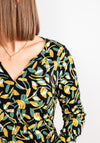 White Stuff Nelly Printed V Neck Top, Black Multi
