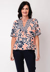 White Stuff Ash Printed Tunic Top, Coral