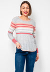 White Stuff Emma Striped Jumper, Grey and Pink