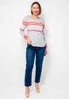 White Stuff Emma Striped Jumper, Grey and Pink
