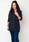 White Stuff Sophie Embroidered Long line Shirt, Navy
