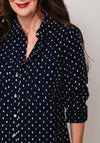 White Stuff Sophie Embroidered Long line Shirt, Navy