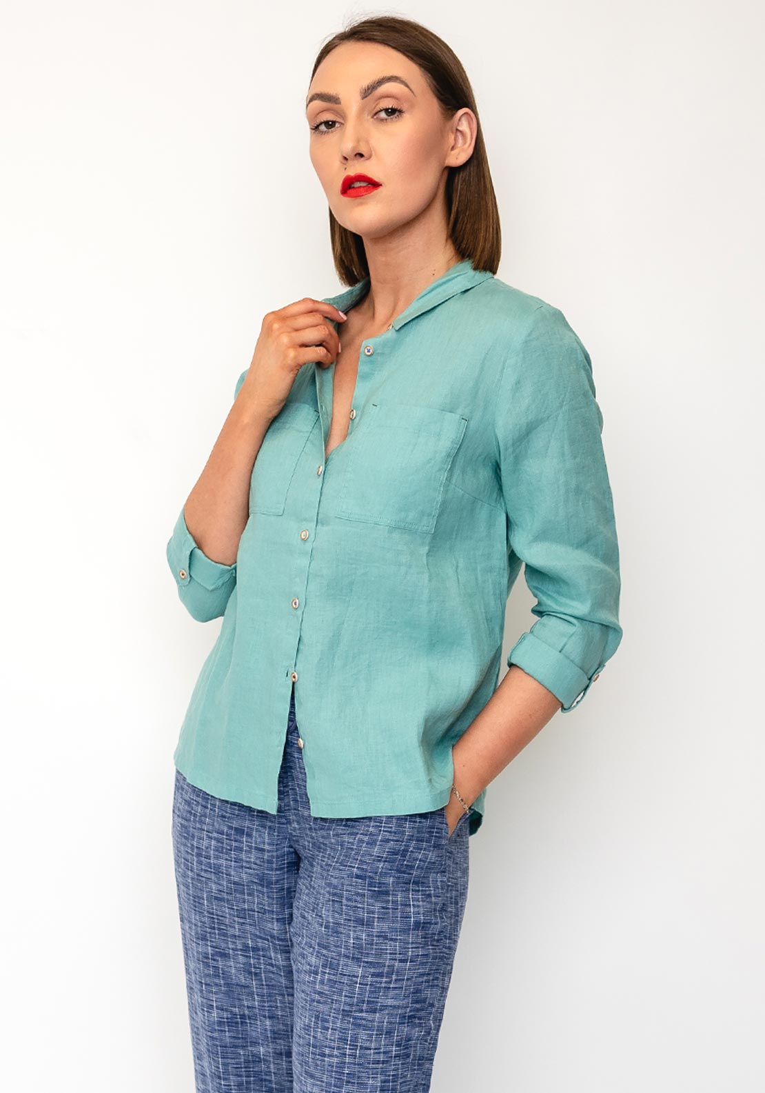 White Stuff Sophie Button Up Collared Shirt, Green