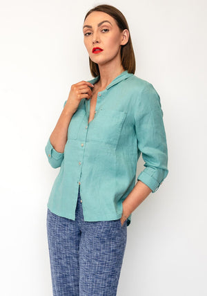 White Stuff Sophie Button Up Collared Shirt, Green