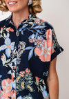 White Stuff Botanical Print Button Down Shirt, Navy Multi