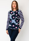 White Stuff Clara Abstract and Stripe Print Top, Blue Multi