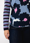 White Stuff Clara Abstract and Stripe Print Top, Blue Multi