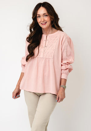 White Stuff Rachel Textured Smock Top, Pink