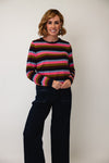 White Stuff Clara Cotton Striped Long Sleeve Top, Navy Multi