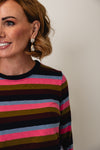 White Stuff Clara Cotton Striped Long Sleeve Top, Navy Multi