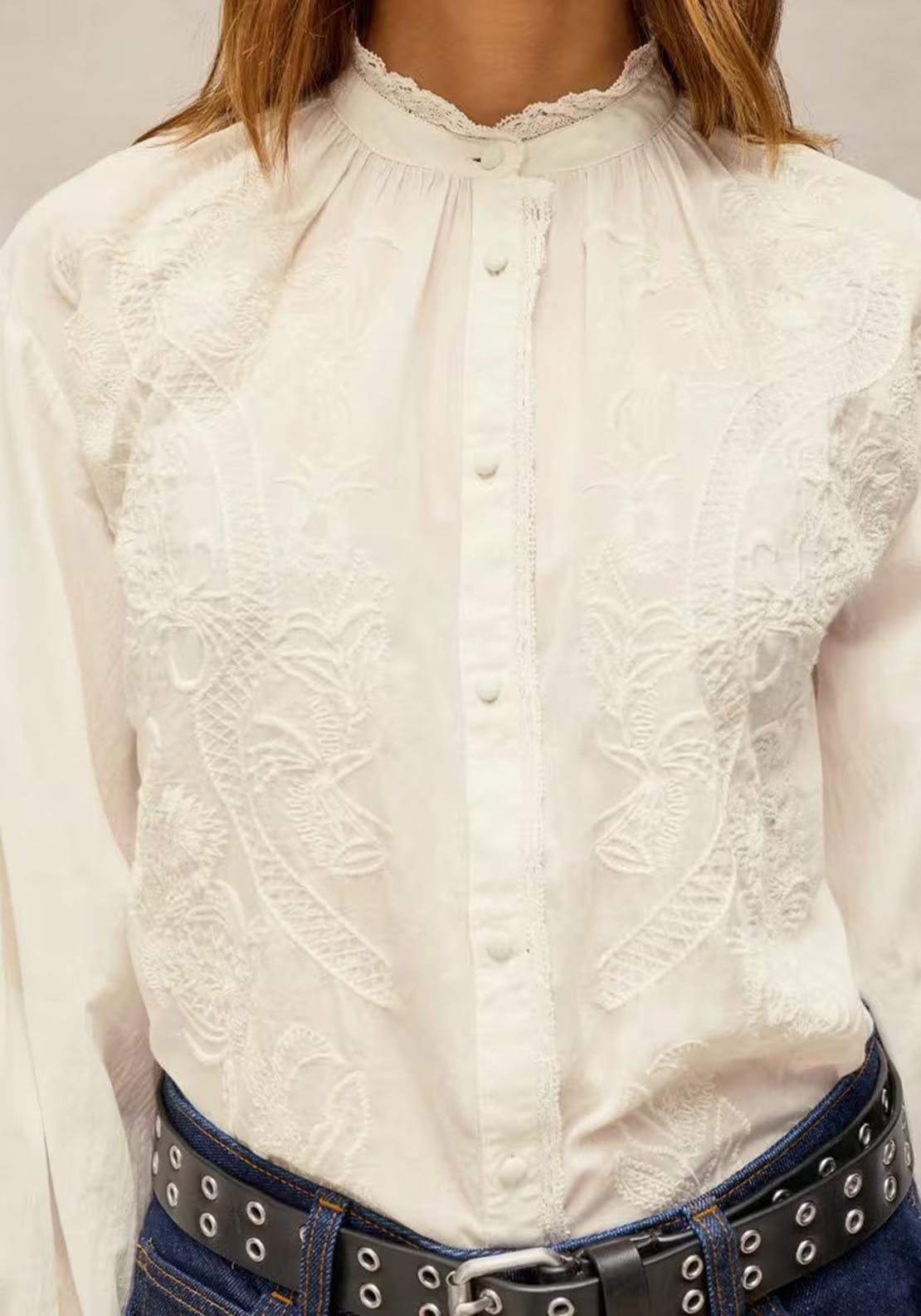White Stuff Lily Embroidered Blouse, Pale Ivory