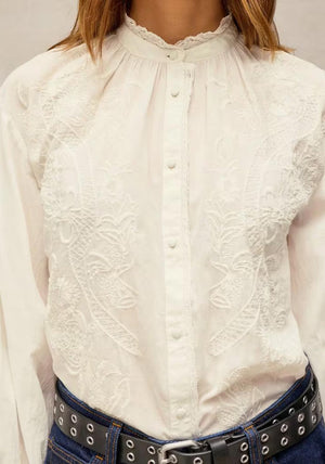 White Stuff Lily Embroidered Blouse, Pale Ivory