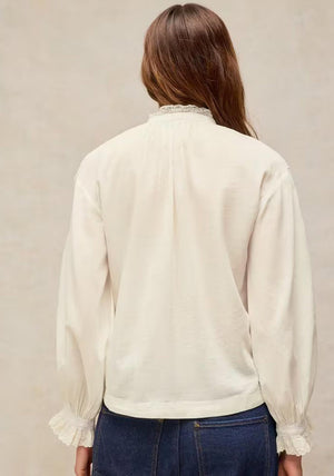 White Stuff Lily Embroidered Blouse, Pale Ivory