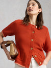 White Stuff Isabella Short Sleeve Cardigan, Orange