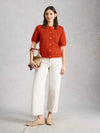 White Stuff Isabella Short Sleeve Cardigan, Orange