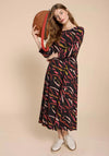 White Stuff Madeline Jersey Print Midi Dress, Black Multi