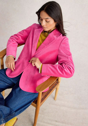 White Stuff Evelyn Velvet Blazer, Pink