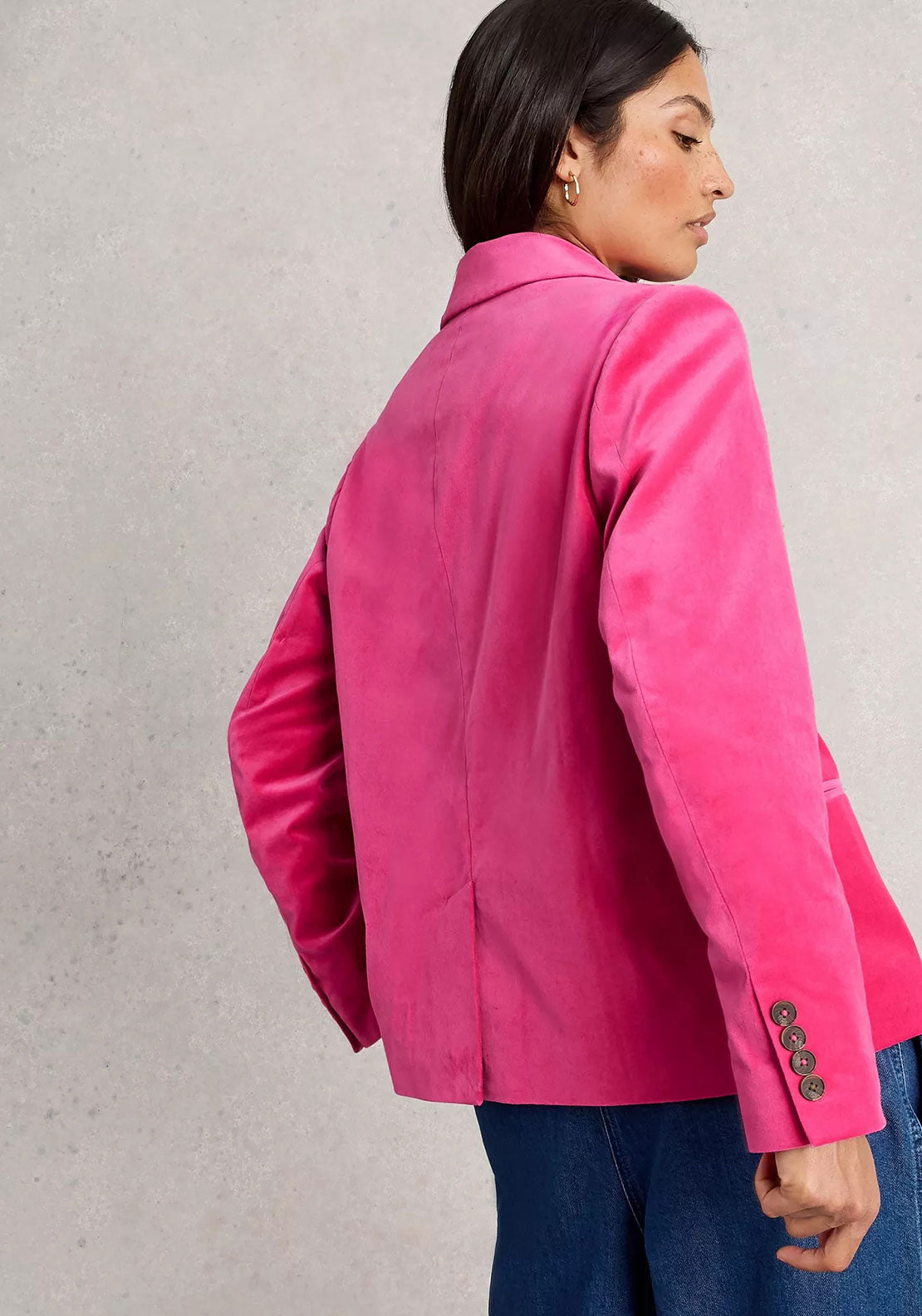 White Stuff Evelyn Velvet Blazer, Pink