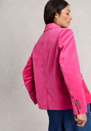 White Stuff Evelyn Velvet Blazer, Pink