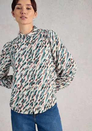 White Stuff Sienna Printed Shirt, Ivory