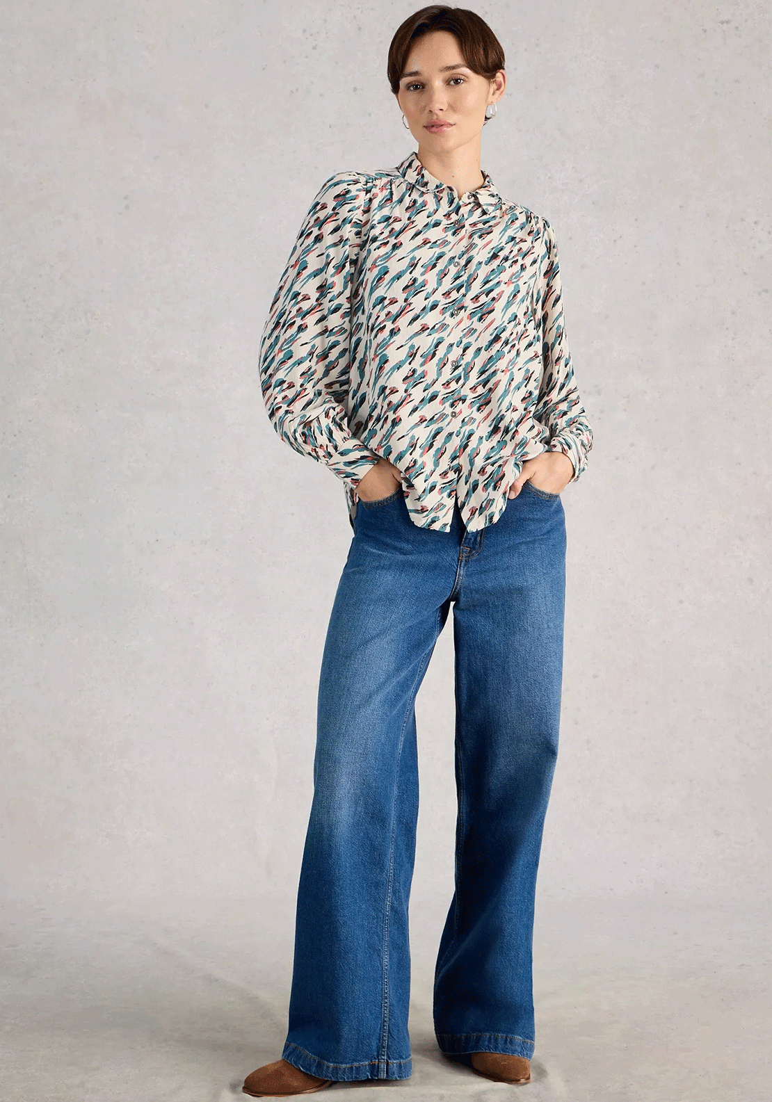 White Stuff Sienna Printed Shirt, Ivory