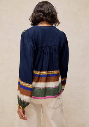 White Stuff Lana Printed Blouse, Navy