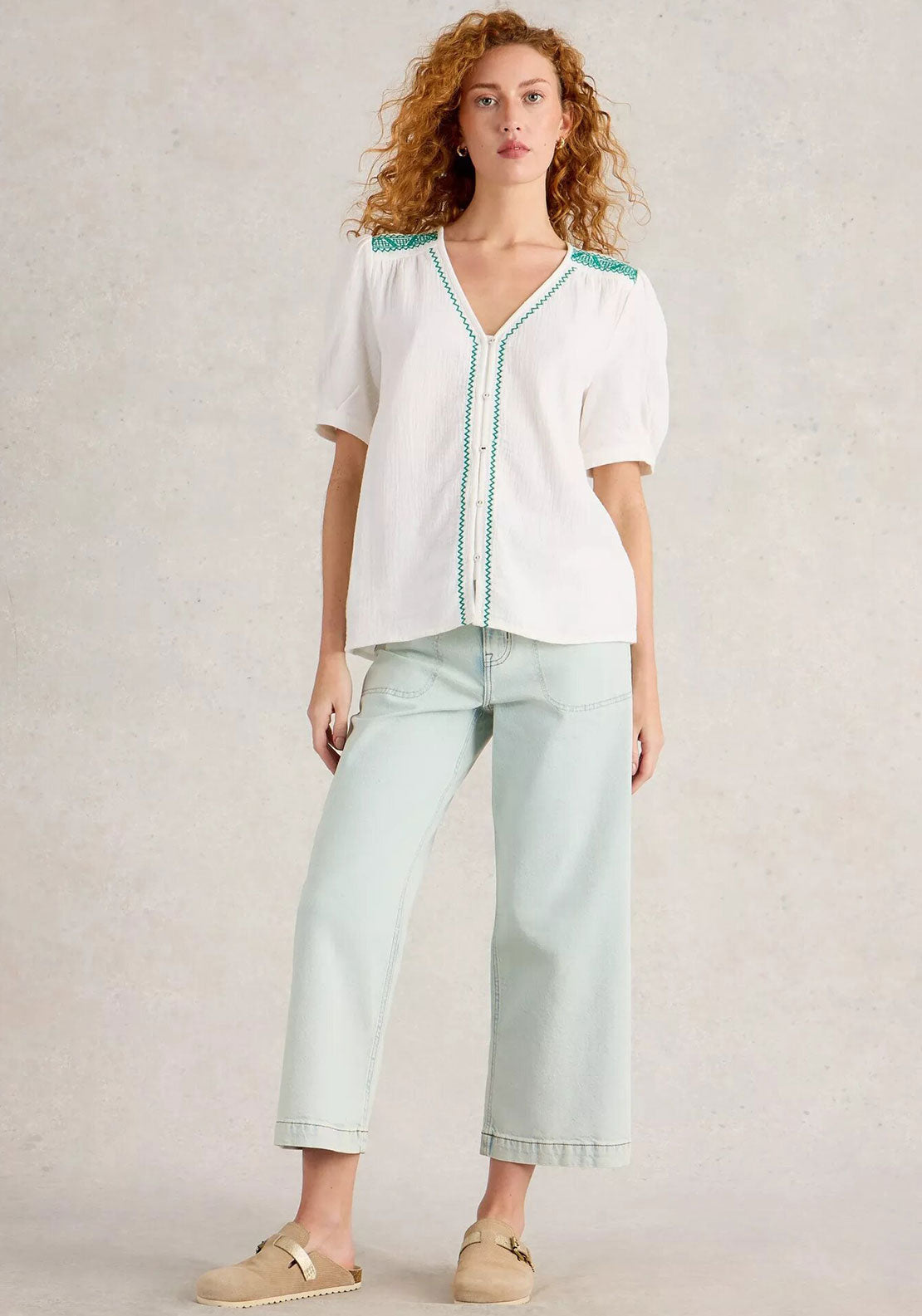 White Stuff Gianna Double Cloth Top, White