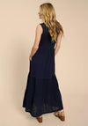 White Stuff Kiera Broderie Jersey Maxi Shirt Dress, Dark Navy