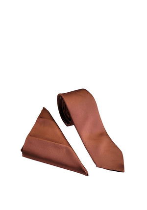 William Turner Plain Twill Tie & Pocket Square, Rust