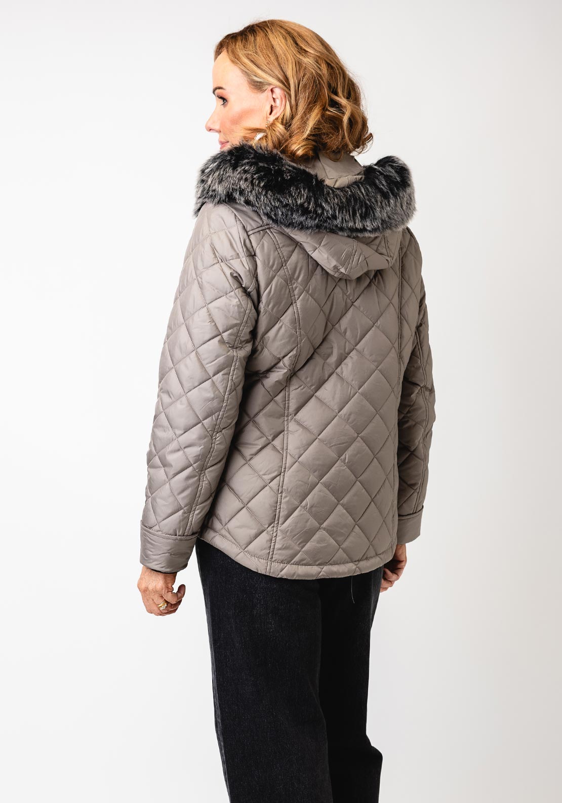 Danwear Jorie Quilted Hooded Jacket, Taupe