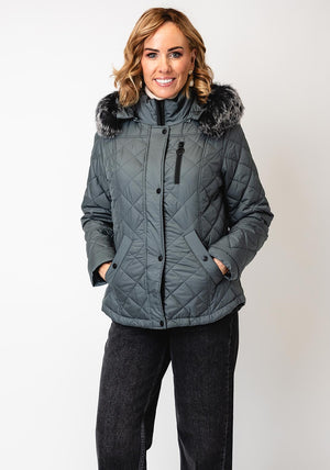 Danwear Jorie Quilted Hooded Jacket, Grey
