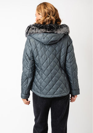 Danwear Jorie Quilted Hooded Jacket, Grey