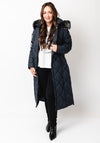 Danwear Windfield Quilted Hooded Long Coat, Navy