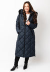 Danwear Windfield Quilted Hooded Long Coat, Navy