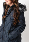 Danwear Windfield Quilted Hooded Long Coat, Navy