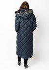 Danwear Windfield Quilted Hooded Long Coat, Navy