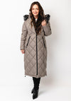 Danwear Windfield Quilted Hooded Long Coat, Grey