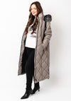 Danwear Windfield Quilted Hooded Long Coat, Grey