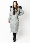 Danwear Windfield Quilted Hooded Long Coat, Green