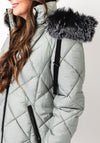 Danwear Windfield Quilted Hooded Long Coat, Green