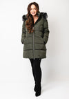 Danwear Padded Hooded Long Coat, Khaki Green
