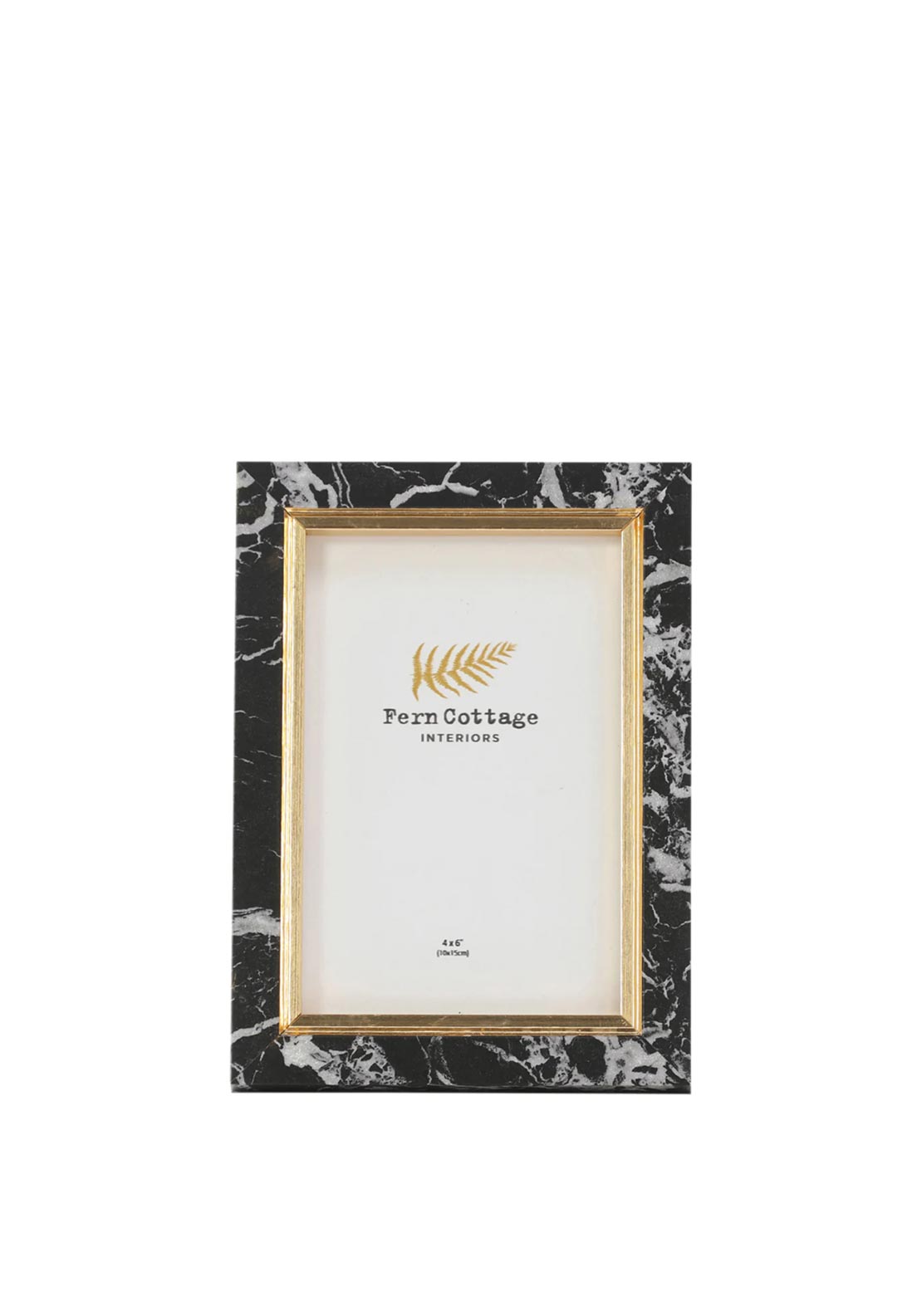 Fern Cottage 4x6” Marble Effect Photo Frame, Black