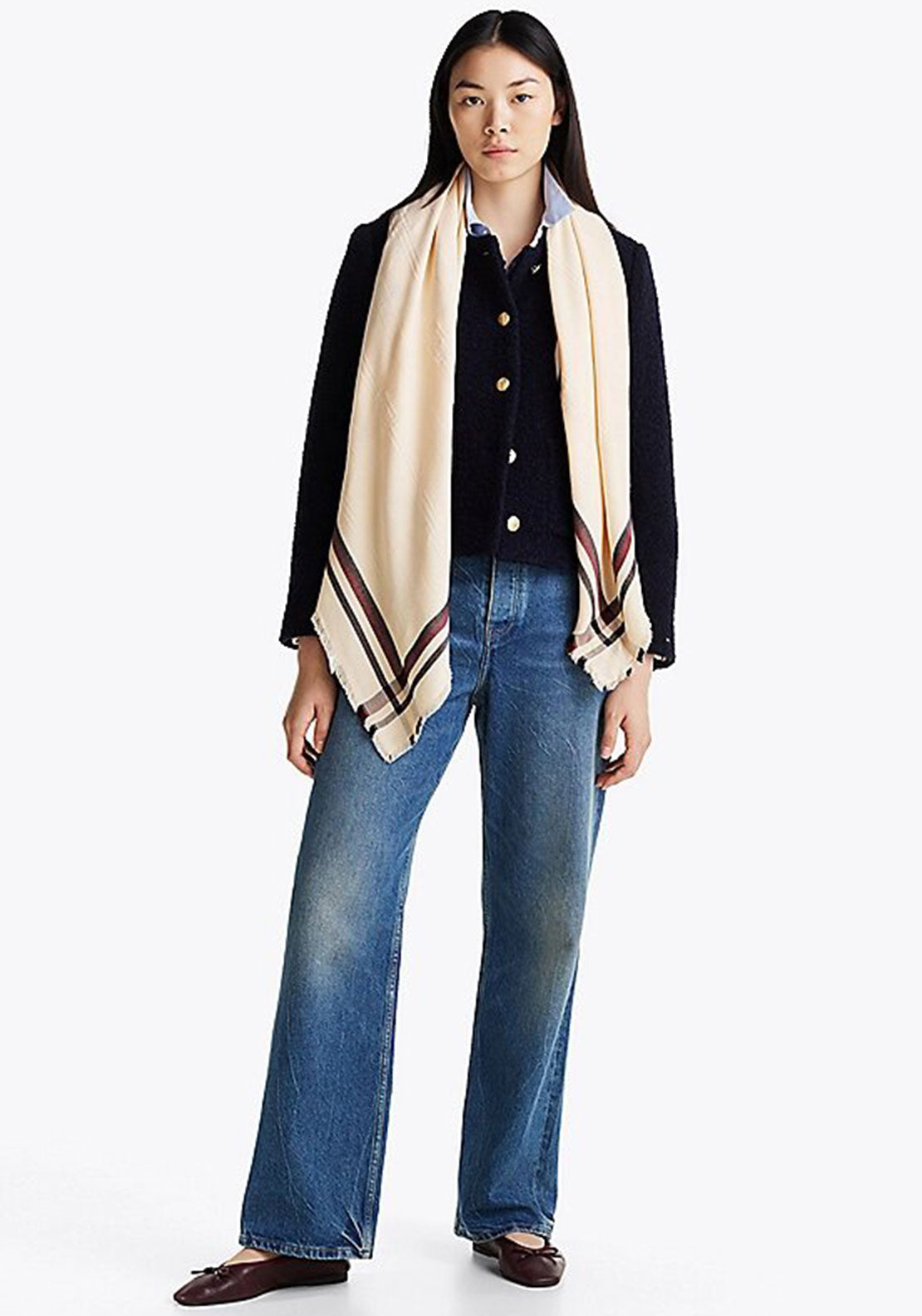 Tommy Hilfiger Check Print Scarf, Cream