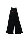 Serafina Collection Heart Print Ribbed Leg Warmers, Black