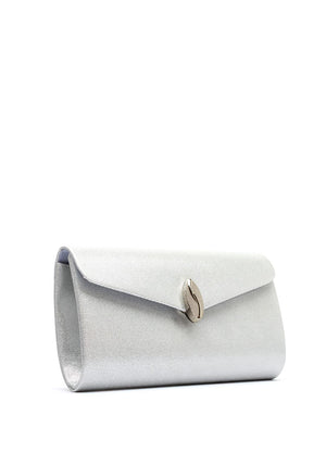 Zen Collection Glittered Envelope Clutch Bag, Silver