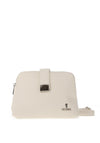 Zen Collection Faux Leather Flap Over Strap Crossbody Bag, Cream