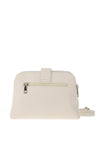 Zen Collection Faux Leather Flap Over Strap Crossbody Bag, Cream