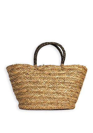 Zen Collection Leopard Print Frill Woven Tote Bag, Black Leopard